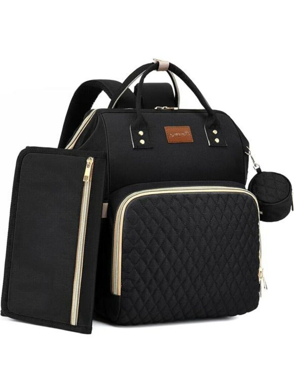 Large Waterproof Diaper Bag Backpack with Changing Pad Baby Travel Tote